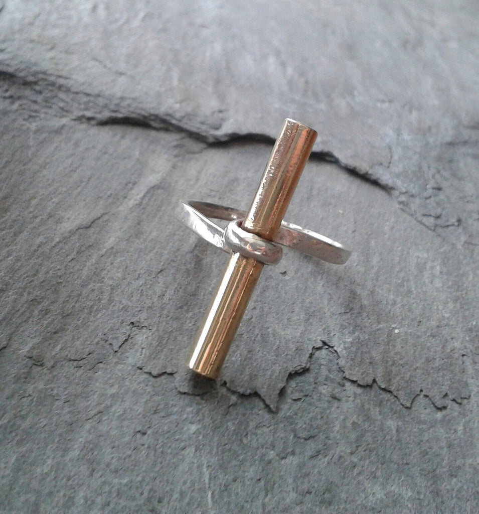 Sterling silver ring, with solid brass rod. – hearts of brass