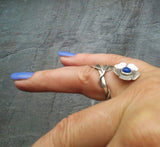 Twisted flower and leaf ring