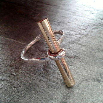 Sterling silver ring, with solid brass rod.