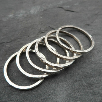 Sterling silver beaten stacker rings.   (Child/ Adult )