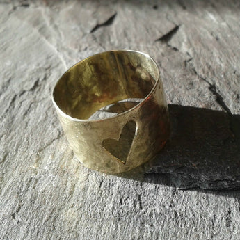 Beaten brass thumb ring