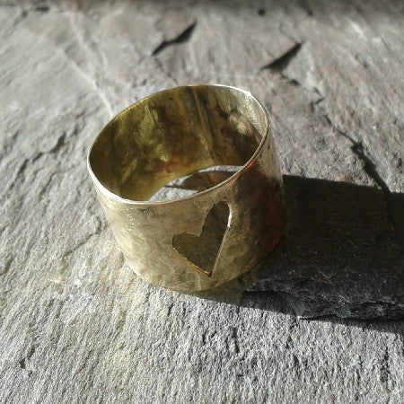Beaten brass thumb ring