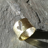 Beaten brass thumb ring