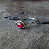 Sterling silver and garnet skinny ring