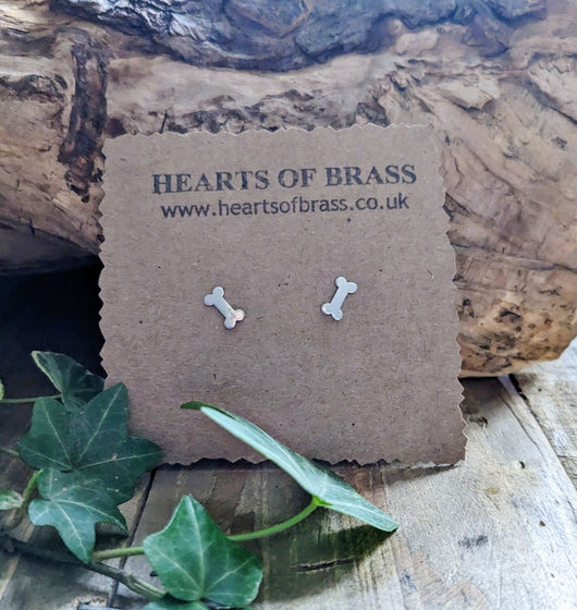 dog bone stud earrings