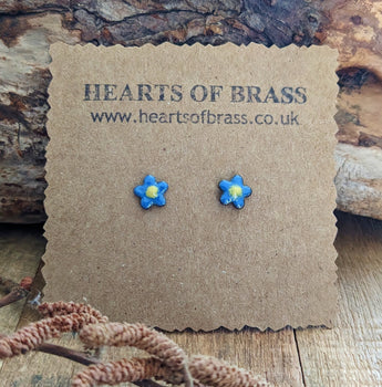 Forget-me-not enamel studs