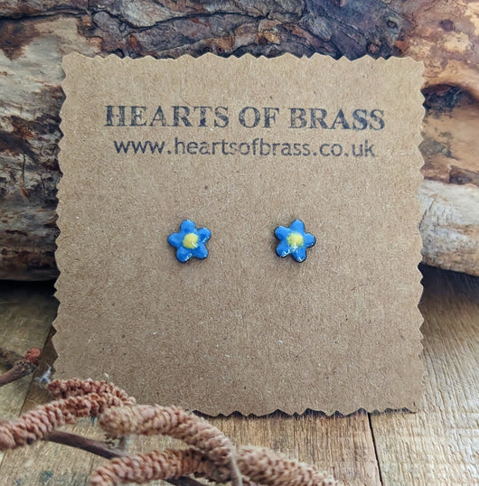 Forget-me-not enamel studs