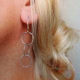 Triple sterling silver hoops